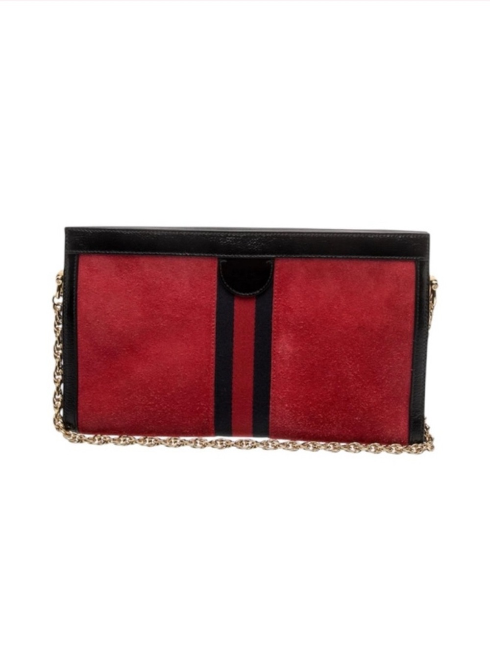 Gucci Ophidia Red Suede Clutch Leather Trim with Chain Strap EUC w/ COA - Picture 7 of 8